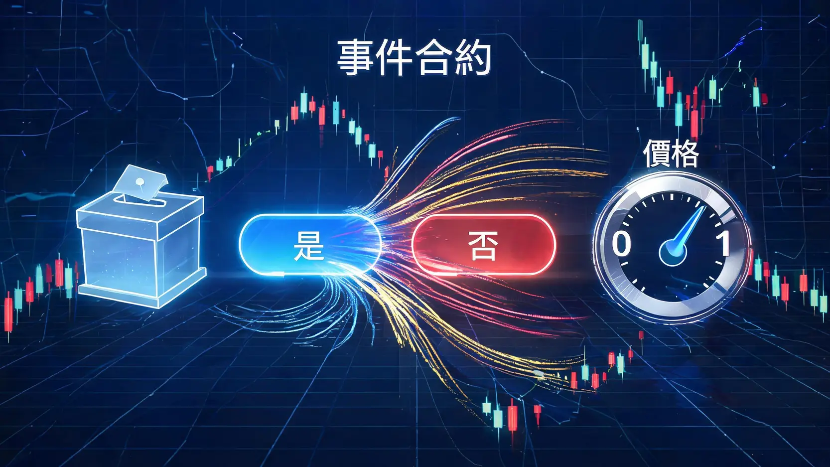 Polymarket KYC風暴:匿名時代終結?一篇看懂預測市場的監管、內線交易與未來 預測市場事件合約運作原理示意圖,展示了用戶如何對事件的發生與否進行投注,以及價格如何反映機率。