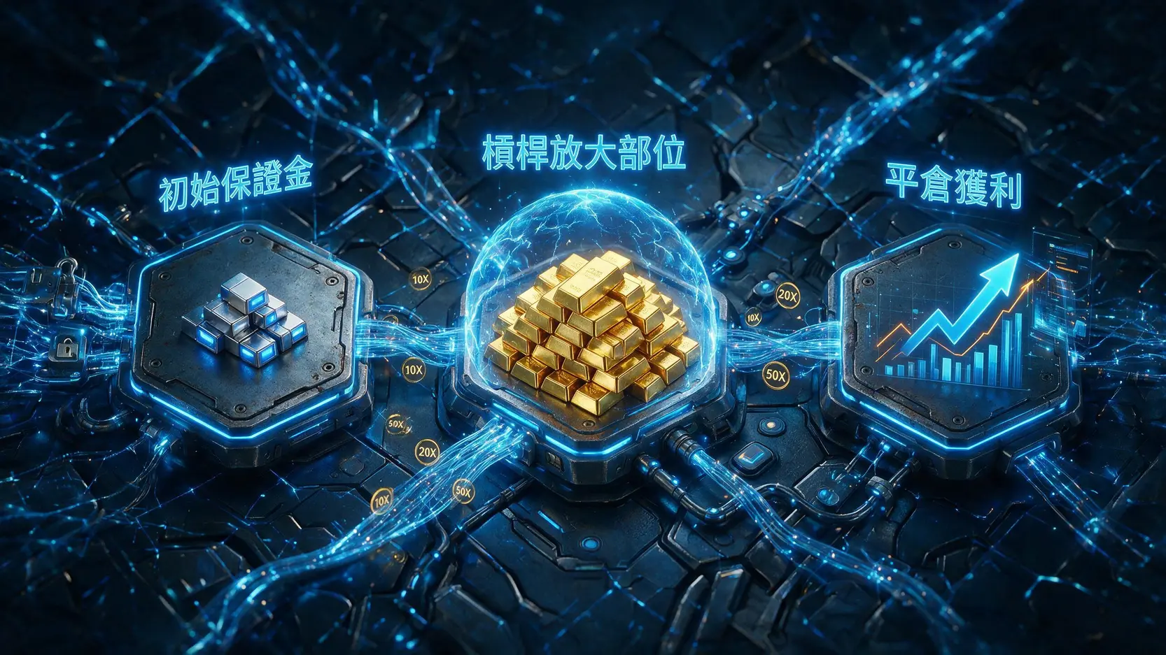 黃金CFD是什麼?新手必看的XAUUSD投資指南與優缺點解析 黃金CFD保證金與槓桿損益計算流程圖
